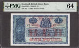 UK (Great Britain) Pound Scotland One  16th August 1949 Pick-157c Choice UNC PMG 64