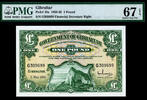 Gibraltar Pound Gibraltar One Pick-18a SUPERB GEM UNC PMG 67 EPQ -