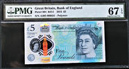 UK (Great Britain) 5 Pound 2015 Great Britain  Polymer LOW Serial 000031 Pick-394 GEM UNC PMG 67 EPQ