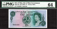 UK (Great Britain) Pound 1983 Isle of Man QEII One  ND TYVEK Prefix- N Pick-38 Ch UNC PMG 64
