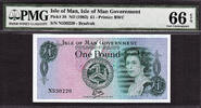 UK (Great Britain) Pound 1983 Isle of Man QEII One  ND TYVEK Prefix- N Pick-38 GEM UNC PMG 66 EPQ