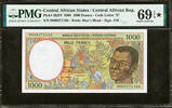 1000 Francs Central African States 1989 P-302Ff GEM UNC PMG 69 EPQ/STAR TOP POP -