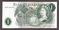 UK (Great Britain) Pound 1962-66 England One  QEII ND J.Q Hollom Pick-374c Crisp AU/UNC
