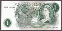 UK (Great Britain) Pound 1962-66 England One  QEII ND J.Q Hollom Pick-374c Crisp AU/UNC