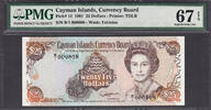 Cayman Islands $25 1991 Pick-14 LOW Serial B/1 000808 SUPERB GEM UNC PMG 67 EPQ -
