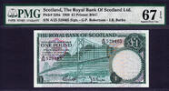 UK (Great Britain) Pound 1969 Scotland One  Pick-329a SUPERB GEM UNC PMG 67 EPQ