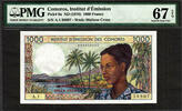 1000 Francs Comoros ND Pick-8a SUPERB GEM UNC PMG 67 EPQ -