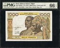 1000 Francs West African States / Niger ND Pick-603Hn GEM UNC PMG 66 EPQ -