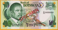 10 Pula 1982 Botswana  SPECIMEN Pick-9s4 Prefix D/26 UNC