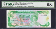 Belize One Dollar Belize QEII Pick-38a Superb GEM UNC PMG 68 EPQ FINEST KNOWN -