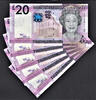 UK (Great Britain) 20 Pounds 2010 Jersey 5 Consecutive  QEII Pick-35 LOW Serial 000112 to 000116 UNC