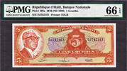 Haiti 5 Gourdes Haiti L.1919 ND Pick-198a GEM UNC PMG 66 EPQ HIGHEST GRADE ! -