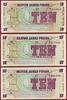 UK (Great Britain) 10 Pence British Armed Forces UK 3 X  Low Serial A/1, A/2, A/3 000888 UNC