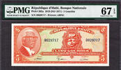 Haiti 5 Gourdes Haiti L.1919 ND Pick-202a SUPERB GEM UNC PMG 67 EPQ TOP GRADE ! -