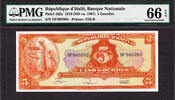Haiti 5 Gourdes Haiti L.1919 ND Pick-192a GEM UNC PMG 66 EPQ -