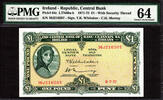 Ireland Pound Ireland Lady Lavery One 8-7-1971 Pick-64c Ch UNC PMG 64 -