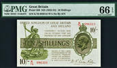 UK (Great Britain) 10 Shillings 1922-23 Great Britain  KGV ND Pick-358 GEM UNC PMG 66 EPQ
