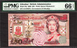 Gibraltar 50 Pounds Gibraltar QEII Winston Churchill Pick-34a GEM UNC PMG 66 EPQ -