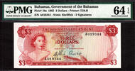 Bahamas 3 Dollars 1965 Bahamas  Pick-19a Choice UNC PMG 64 EPQ Bahamas  ... 149,17 EUR  Excl. 19,60 EUR Verzending