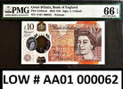 UK (Great Britain)  England £10 Polymer 1st Prefix LOW Serial AA01 00006... 1703,91 EUR  Excl. 42,61 EUR Verzending
