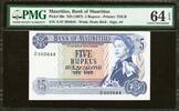 Mauritius 5 Rupees ND (1967) Pick-30c CH UNC PMG 64 EPQ