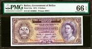 Belize 2 Dollars 1974 Pick-34a Nice Serial 010002 QEII GEM UNC PMG 66 EPQ -