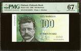 Finland Finland 100 Markkaa 1986 Pick-115a SUPERB GEM UNC PMG 67 EPQ -