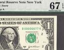 U.S.A  2003A FR Note New York $1 Fr# 1930-B LOW # 00000077 SUPERB GEM UNC PMG 67 EPQ