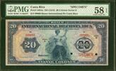 Costa Rica Costa Rica 20 Colones SPECIMEN Serie-B ND (1916) Pick-169As About UNC PMG 58 EPQ -