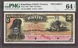 Haiti Haiti 2 Gourdes SPECIMEN 1892 Pick-102s CH UNC PMG 64 EPQ -