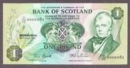 Scotland Scotland One Pound 30.7.1981 LOW Serial 0000081 Pick-111e Crisp UNC -