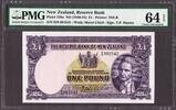 New Zealand New Zealand One Pound Hanna ND (1940-55) Prefix H/0 Pick-159a CH UNC PMG 64 EPQ -