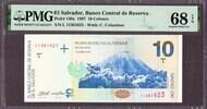 El Salvador El Salvador 10 Colones 1997 Pick-148a SUPERB GEM UNC PMG 68 EPQ -