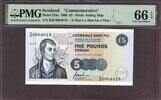 Scotland Scotland 5 Pounds Commemorative Serial R/B 0004018 Pick-224a GEM UNC PMG 66 EPQ -
