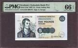 Scotland Scotland 5 Pounds 2002 LOW Serial 000179 Pick-218d GEM UNC PMG 66 EPQ -