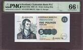 Scotland Scotland 5 Pounds 2002 LOW Serial 000178 Pick-218d GEM UNC PMG 66 EPQ -