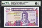 Gibraltar 50 Pounds Gibraltar QEII Pick-24 CH UNC PMG 64 -