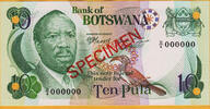 10 Pula 1976 Botswana  SPECIMEN Pick-4s2 Prefix D/4 UNC
