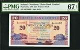 Ireland 20 Pounds Northern Ireland Pick-337a SUPERB GEM UNC PMG 67 EPQ -