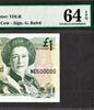UK (Great Britain) Pound 1993 Jersey One  QEII FANCY Number - NC 500000 Pick-20a CH UNC PMG 64 EPQ