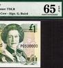 UK (Great Britain) Pound Jersey One QEII FANCY Number - PC 500000 Pick-20a GEM UNC PMG 65 EPQ -