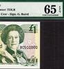 UK (Great Britain) Pound 1993 Jersey One  QEII FANCY Number - RC 500000 Pick-20a GEM UNC PMG 65 EPQ