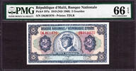 Haiti 2 Gourdes Haiti L.1919 (ND 1968) 'DK' 9th Issue Pick-197a GEM UNC PMG 66 EPQ -