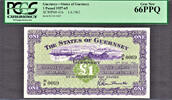 UK (Great Britain) Pound 1963 Guernsey One  LOW Serial # 0070 Pick-43b GEM UNC PCGS 66 PPQ