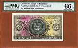 UK (Great Britain) Pound Guernsey One  1969-75 Pick-45a Guillemette GEM UNC PMG 66 EPQ