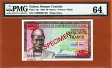 50 Francs 1960 Guinea  TDLR Specimen Pick-12s CH UNC PMG 64