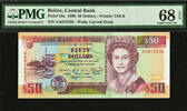 Belize 50 Dollars Belize AA QEII Pick-56a SUPERB GEM UNC PMG 68 EPQ HIGHEST GRADED -