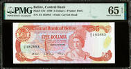 Belize 5 Dollars Belize QEII Pick-47b GEM UNC PMG 65 EPQ -