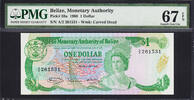 Belize One Dollar Belize QEII Pick-38a Superb GEM UNC PMG 67 EPQ -