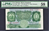 UK (Great Britain) Pound 1928-29 Great Britain / England One  MAHON F93 B212 Pick-363a AUNC PMG 58